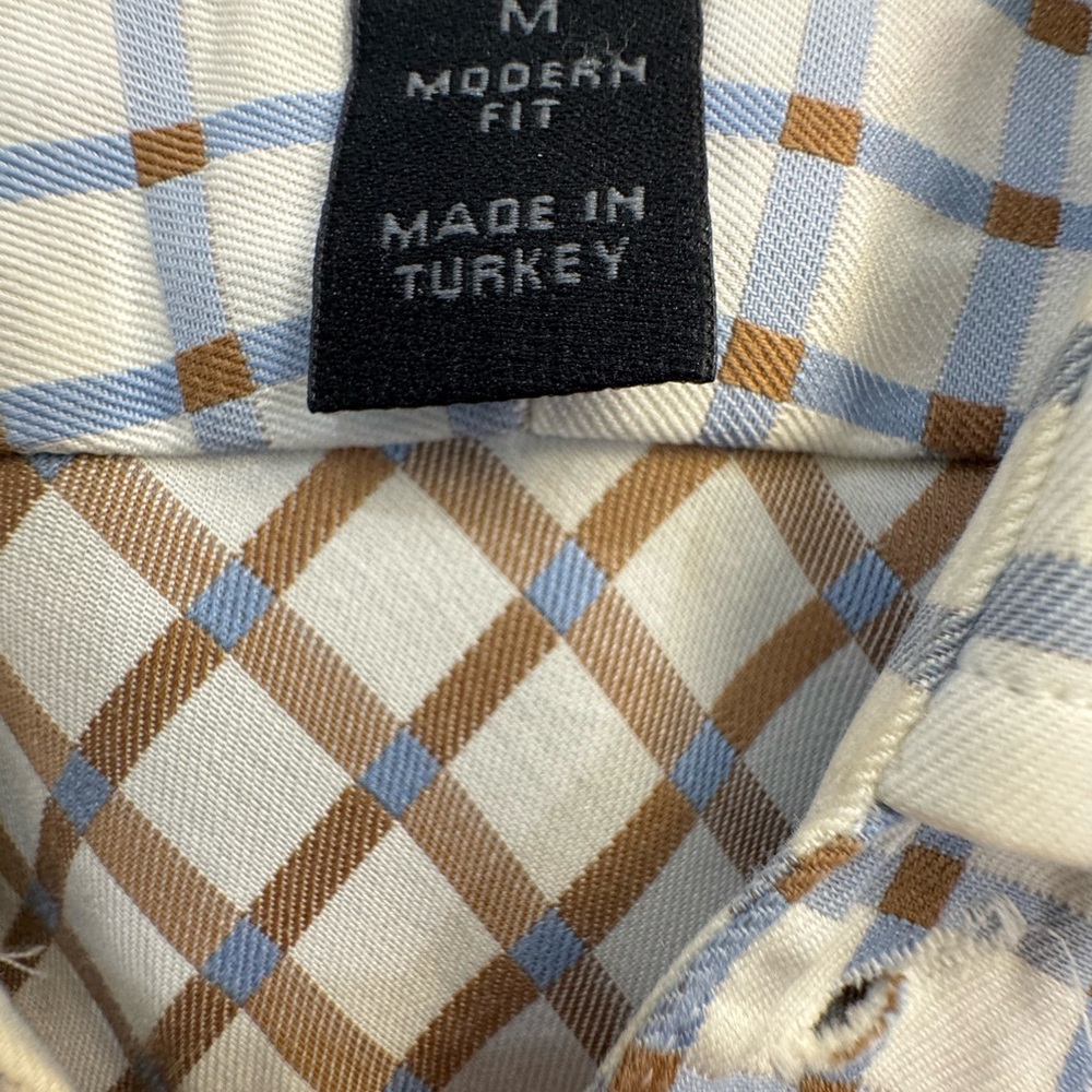 Men's Modern Fit Plaid Shirt - Blue and Brown